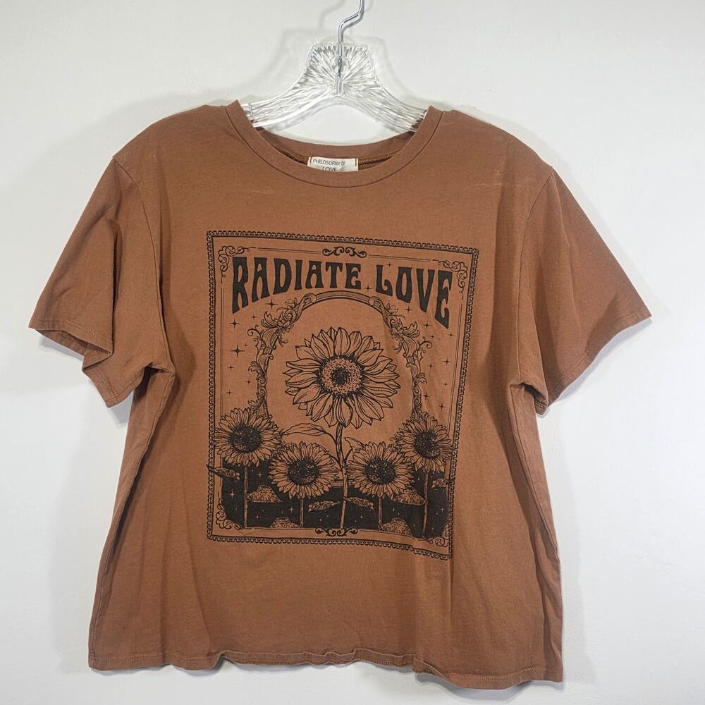 Philosophy of Love Cropped Sunflower Radiate Love Tee Cropped Boho Size Large